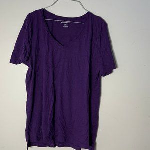 EUC Womens Eddie Bauer Purple Short Sleeve T Shirt Top Blouse XL